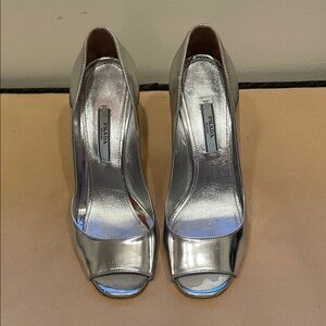 Prada Women's Metallic Silver Heels